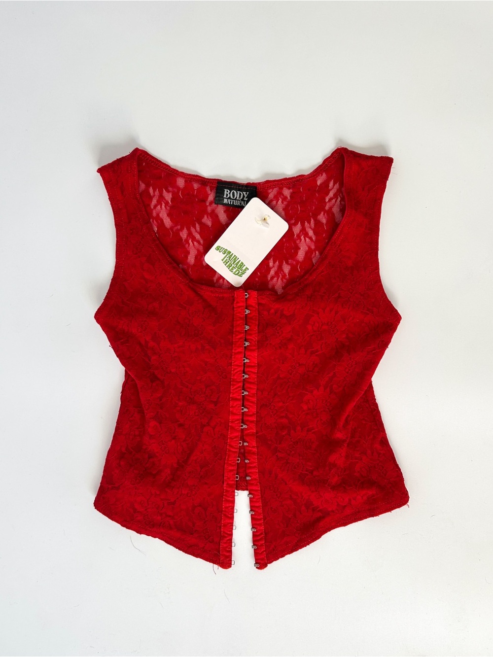 Vintage 90s Body Central Red Lace Hook-and-Eye Camisole - Size Small